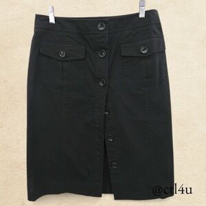 Banana Republic Black Utility Skirt Button Front Twill Minimalist Streetwear 8